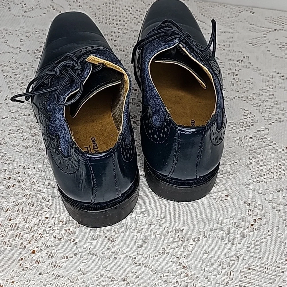 LibertyZeno Amy blue suede leather Oxford loafer lace up dress shoes sz 1 youth